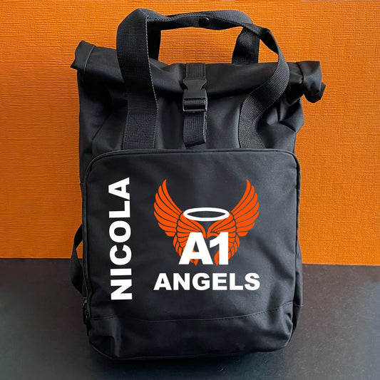 A1 Logo Twin Handle Roll-Top Backpack Bag