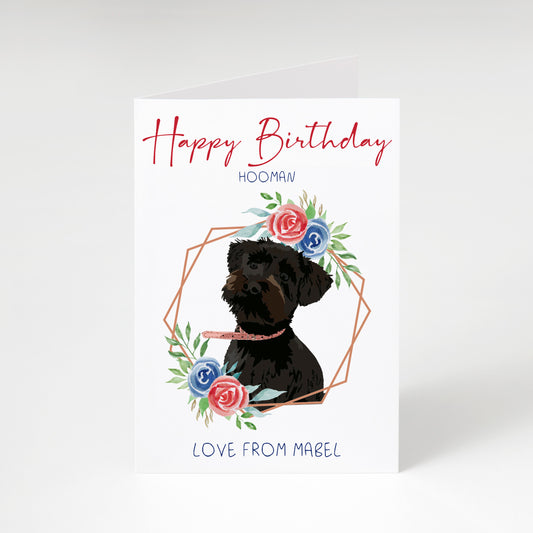 Floral Frame Happy Birthday Classic Pawtrait Greeting Card
